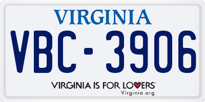 VA license plate VBC3906