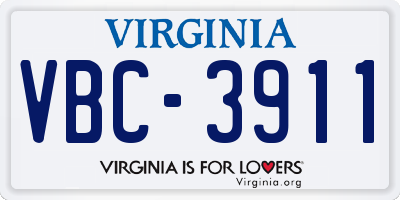 VA license plate VBC3911