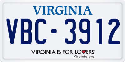 VA license plate VBC3912