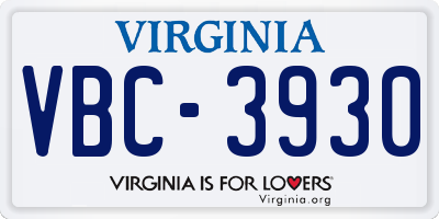 VA license plate VBC3930