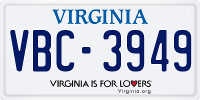 VA license plate VBC3949