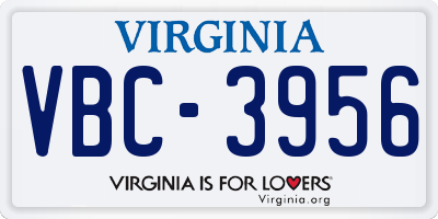 VA license plate VBC3956