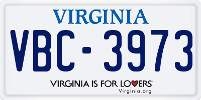 VA license plate VBC3973