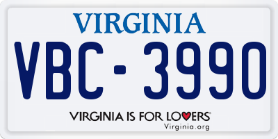 VA license plate VBC3990