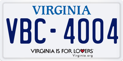 VA license plate VBC4004