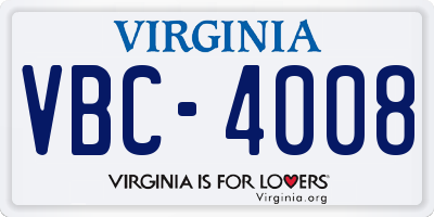 VA license plate VBC4008