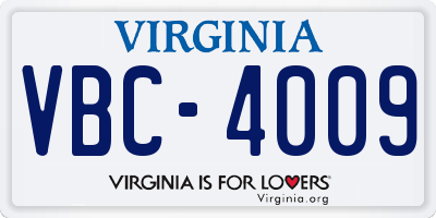 VA license plate VBC4009