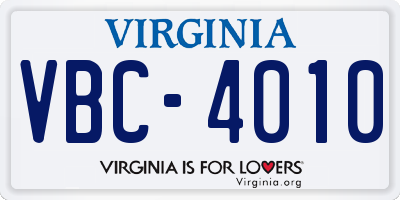 VA license plate VBC4010