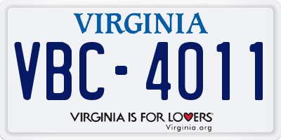 VA license plate VBC4011