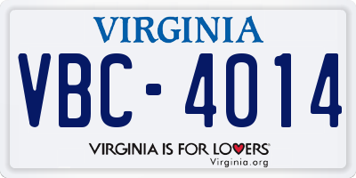 VA license plate VBC4014