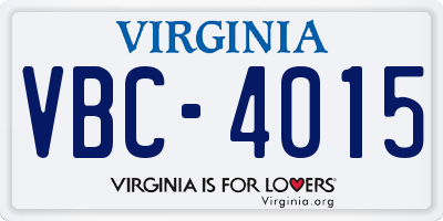 VA license plate VBC4015