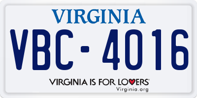 VA license plate VBC4016