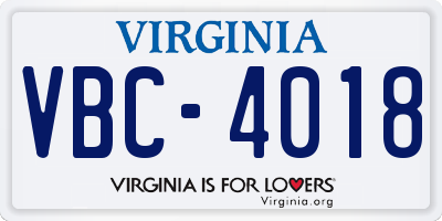 VA license plate VBC4018