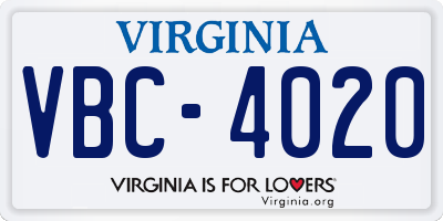 VA license plate VBC4020