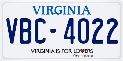 VA license plate VBC4022