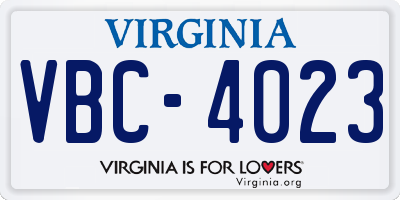 VA license plate VBC4023