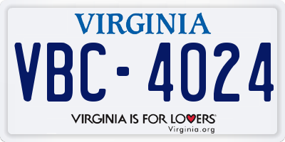 VA license plate VBC4024