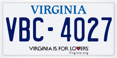 VA license plate VBC4027