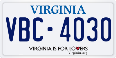 VA license plate VBC4030