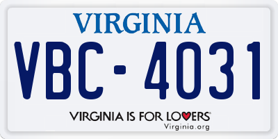 VA license plate VBC4031