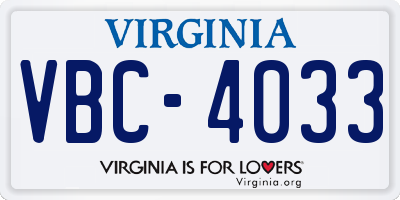 VA license plate VBC4033