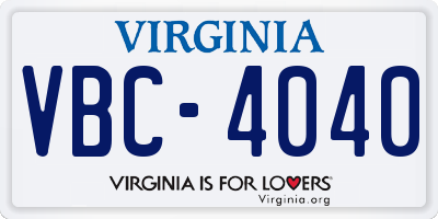 VA license plate VBC4040