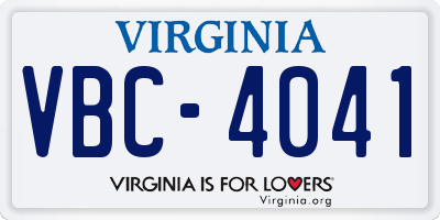 VA license plate VBC4041