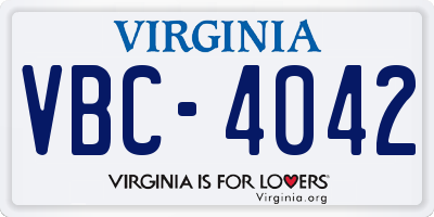 VA license plate VBC4042