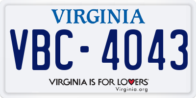 VA license plate VBC4043