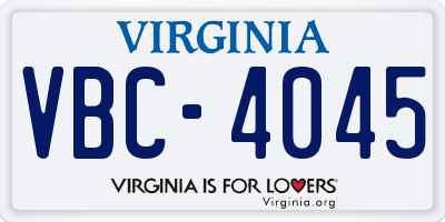VA license plate VBC4045