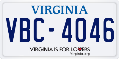 VA license plate VBC4046