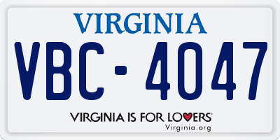 VA license plate VBC4047