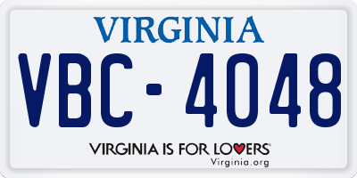 VA license plate VBC4048