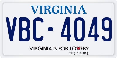 VA license plate VBC4049
