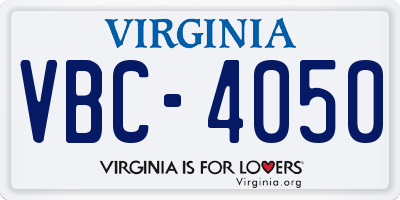 VA license plate VBC4050