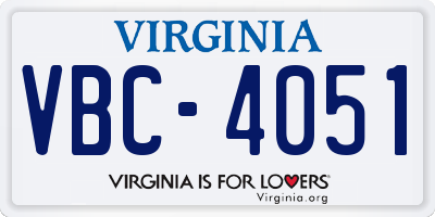 VA license plate VBC4051