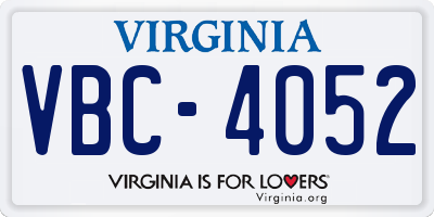 VA license plate VBC4052