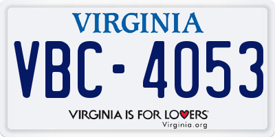 VA license plate VBC4053