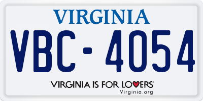 VA license plate VBC4054