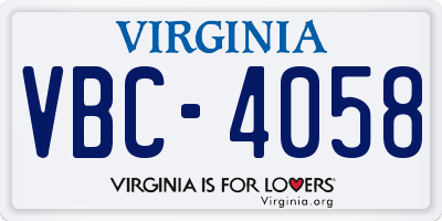 VA license plate VBC4058