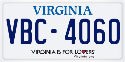 VA license plate VBC4060