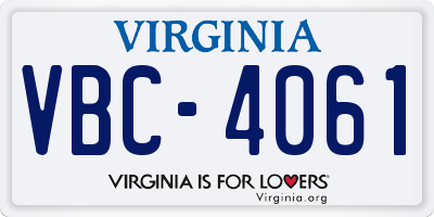 VA license plate VBC4061