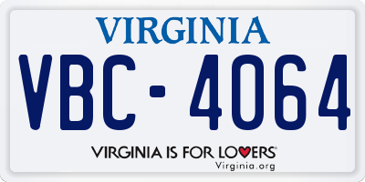 VA license plate VBC4064