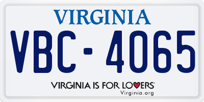VA license plate VBC4065