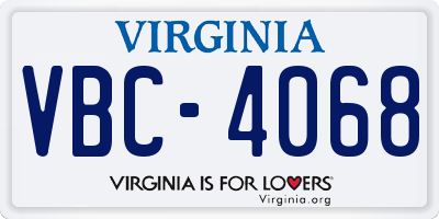 VA license plate VBC4068