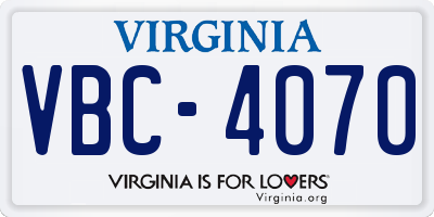 VA license plate VBC4070