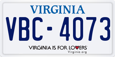 VA license plate VBC4073