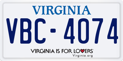 VA license plate VBC4074