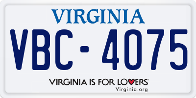 VA license plate VBC4075