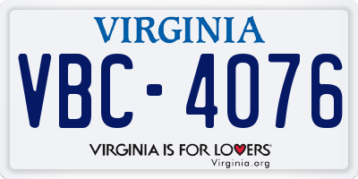 VA license plate VBC4076